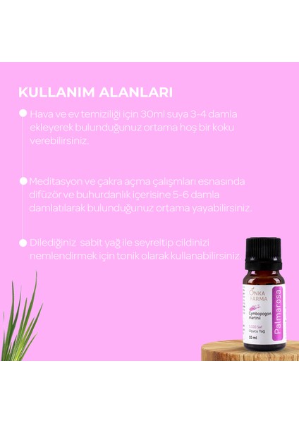 %100 Saf Palmarosa Yağı Uçucu Esansiyel Yağ 10 ml