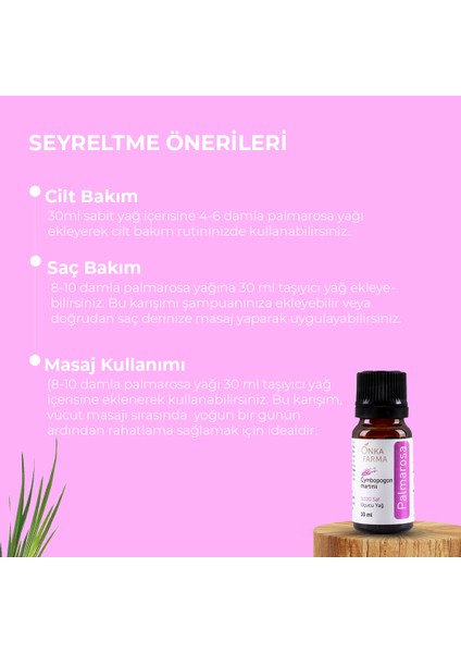 %100 Saf Palmarosa Yağı Uçucu Esansiyel Yağ 10 ml