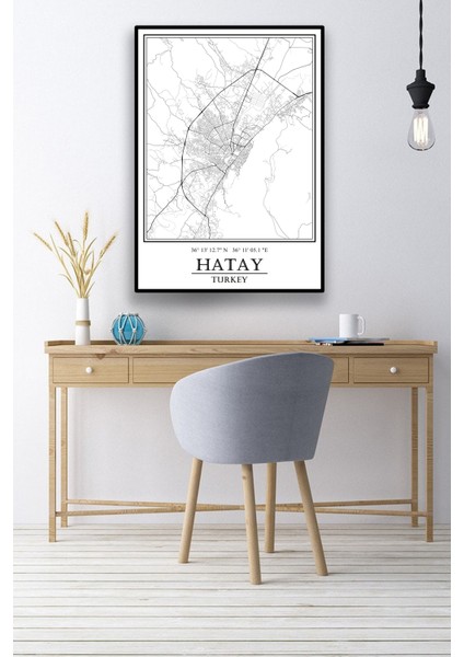 Hatay Şehir Haritası Çerçevesiz Poster-Harita Sanatı, Map Art Design modelleri