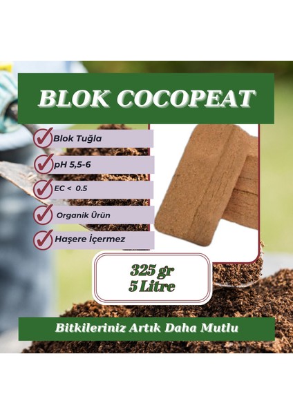 MF Botanik Hindistan Cevizi Torfu Cocopeat Tuğla Blok 5 Litre