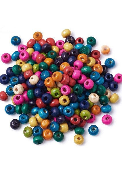 Ahşap Boncuk Karışık Renkli Küçük Boy 6-7 mm 100 Gram