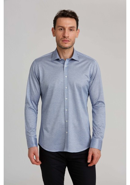 Platinium Regular Fit Mavi Erkek Gömlek PLTG018_D35