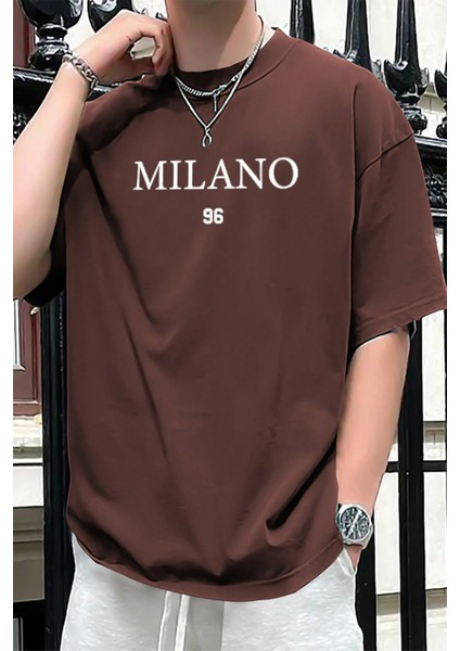 Only Trendwear Erkek Milano Baskılı Oversize Tshirt