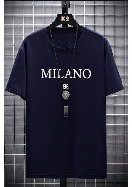 Erkek Milano Baskılı Oversize Tshirt