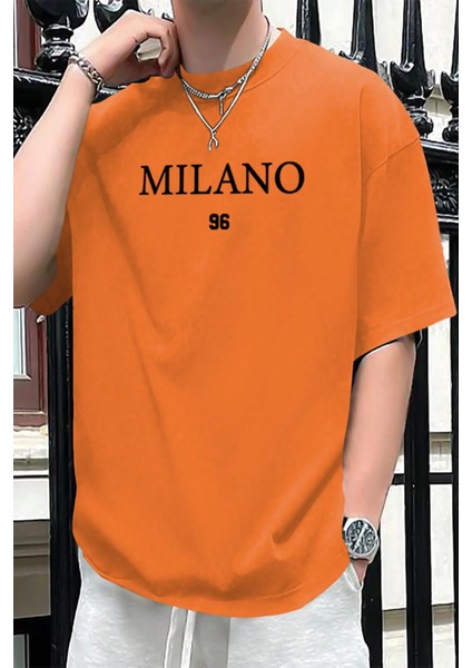 Erkek Milano Baskılı Oversize Tshirt