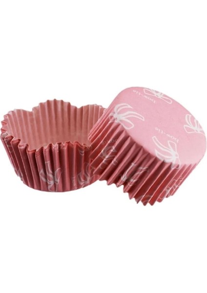 Cupcake Kalıbı Pet Kapsül Dalgalı Kek Kalıbı 65X38 mm - 100 Adet Fiyonklu Pembe 3.8 cm modelleri