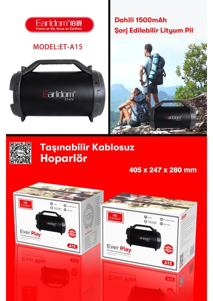 A15 Radyolu Bluetooth Kablosuz Hoparlör - Siyah 383097 fırsatları