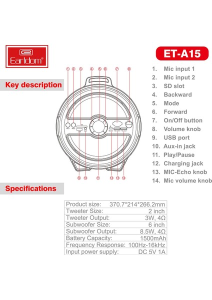 A15 Radyolu Bluetooth Kablosuz Hoparlör - Siyah 383097 indirimleri