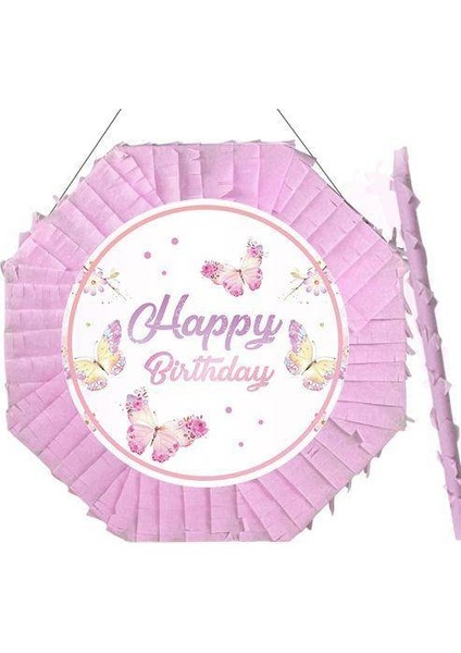 Kelebek Pinyata Pembe 42 Cm + Sopası