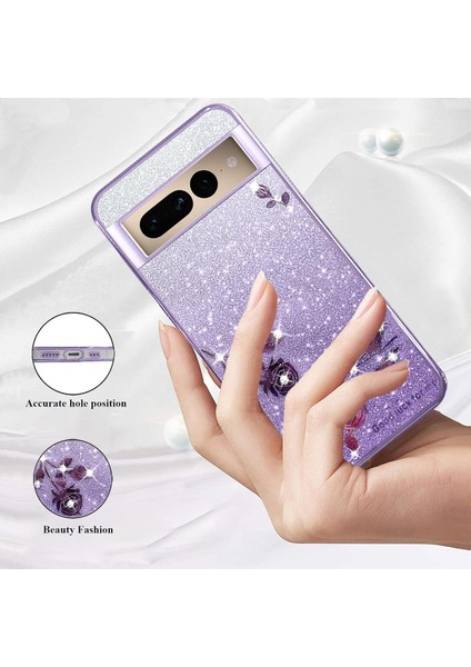Google Pixel 8 Pro Kılıf Şeffaf Parıltılı Işıltılı Estetik Google Pixel 8 Pro Telefon Kılıfı Silikon Yumuşak Çiçek Çizilmez Darbeye Dayanıklı Telefon Kılıfı (Yurt Dışından)