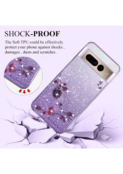 Google Pixel 8 Pro Kılıf Şeffaf Parıltılı Işıltılı Estetik Google Pixel 8 Pro Telefon Kılıfı Silikon Yumuşak Çiçek Çizilmez Darbeye Dayanıklı Telefon Kılıfı (Yurt Dışından)