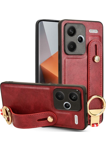 Xiaomi Redmi Note 13 Pro Plus Bileklikli Darbeye Dayanıklı Deri Telefon Kılıfı (Yurt Dışından)