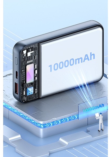 YP49 10.000 Mah Dijital Göstergeli 22.5W USB 3.0 / 20W Type-C Çıkışlı ve 15W Kablosuz Şarjlı Pd Hızlı Şarj Magsafe Powerbank - Siyah 12