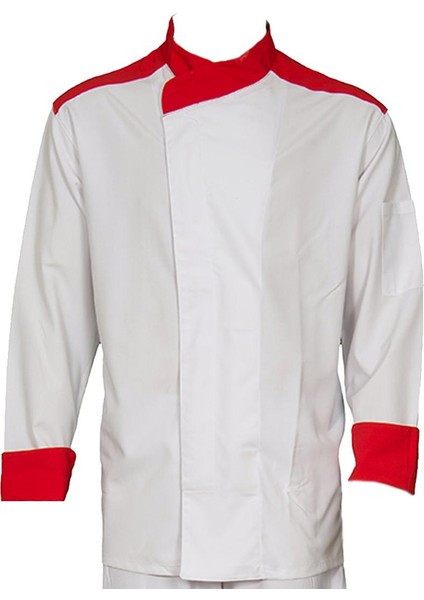 Aşçı Ceket Uzun Kol Kırmızı Garnili