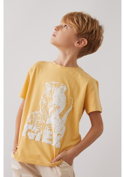 Erkek Sarı Dinozorlu Tshirt