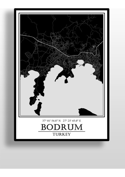 Bodrum Şehir Haritası Çerçevesiz Poster-Harita Sanatı, Map Art Design fiyatları