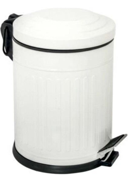 Çelik Metal 3 Litre Pedallı Çöp Kovası Beyaz Çöp Kutusu