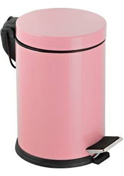 Çelik Metal 12 Litre Pedallı Çöp Kutusu Çöp Kovası Pembe