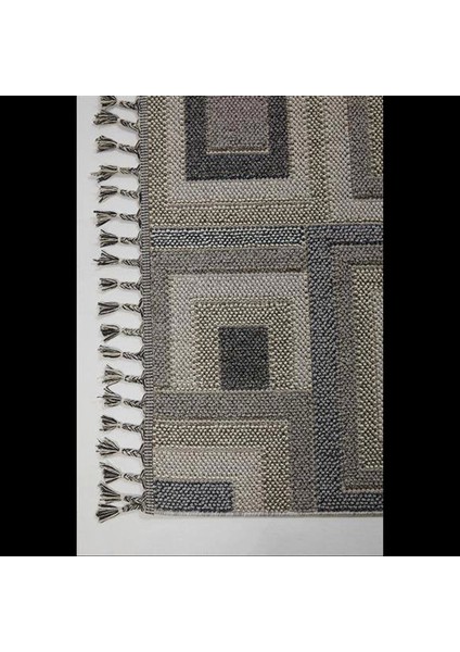 Gri & Kahverengi Bukle Halı - Geometrik Desenli Iskandinav Halı Modelleri - Hoom Rugs Bukle 1404 indirimleri