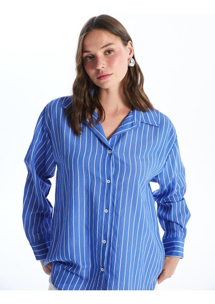 Çizgili Uzun Kollu Oversize Kadın Gömlek fiyatları