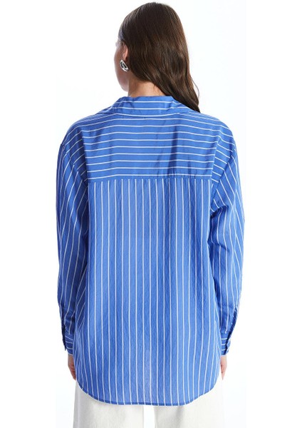 Çizgili Uzun Kollu Oversize Kadın Gömlek fırsatları