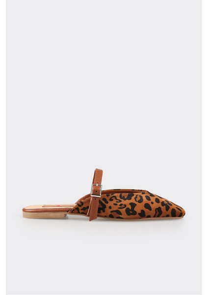 Kadın Spor Terlik Taba Deri Malzeme ile Hafif ve Rahat 1.5 cm Topuk