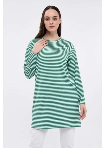 Kadın Çizgili Bisiklet Yaka Spor Tunik fiyatları