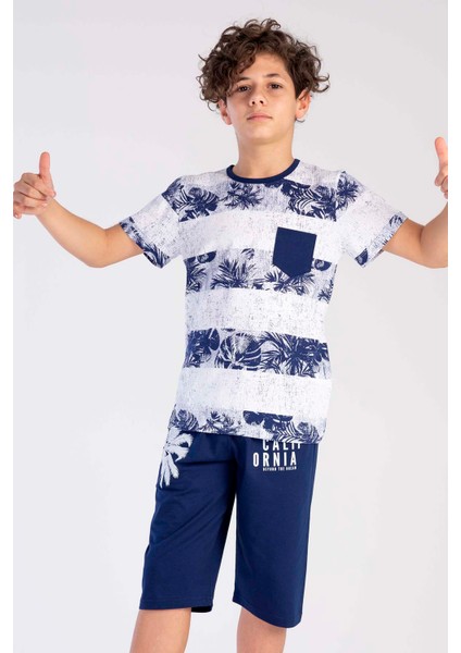 Pamuklu Erkek Çocuk Kısa Kol Kaprili Pijama Takım , 212528 fiyatları