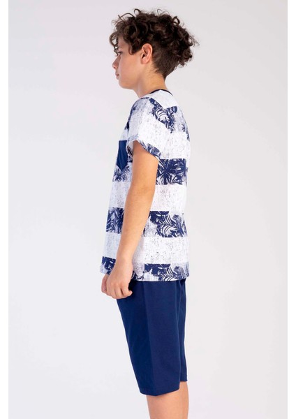 Pamuklu Erkek Çocuk Kısa Kol Kaprili Pijama Takım , 212528 modelleri
