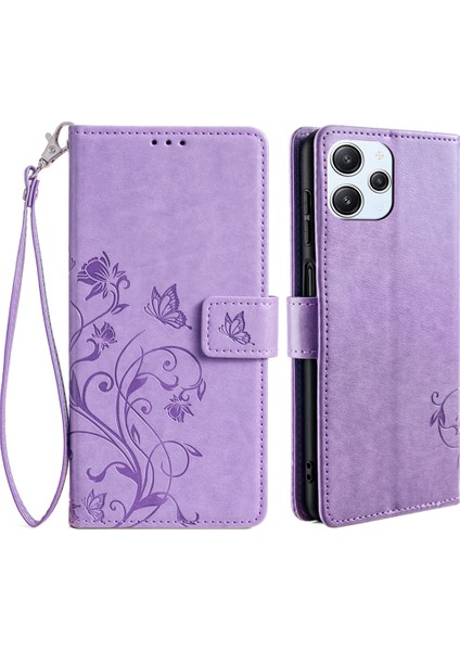 Xiaomi Redmi 12 4g Deri Kart Yuvaları Bilek Kayışlı Telefon Kılıfı (Yurt Dışından)