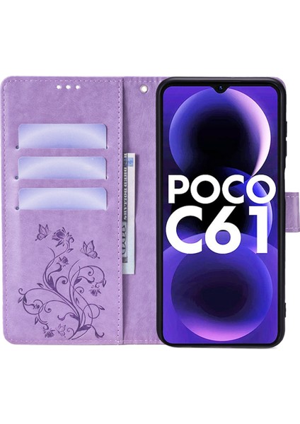 Xiaomi Poco C61 Kart Yuvaları Kapak Pu Deri Standlı Telefon Kabuğu Kayışlı (Yurt Dışından)