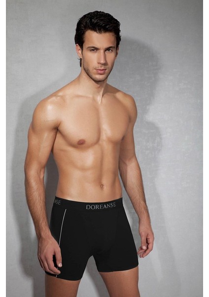 Erkek Modal Çizgili Siyah Normal Paça Boxer C0T8N7O1