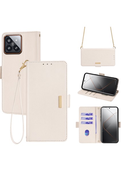 Xiaomi 14 Pro Rfıd Engelleme Deri Telefon Kılıfı Kayışlı (Yurt Dışından)