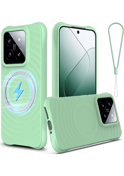 Xiaomi 14 Ripple Texture Sıvı Silikon Koruyucu Kapak Magsafe ile Uyumlu (Yurt Dışından)