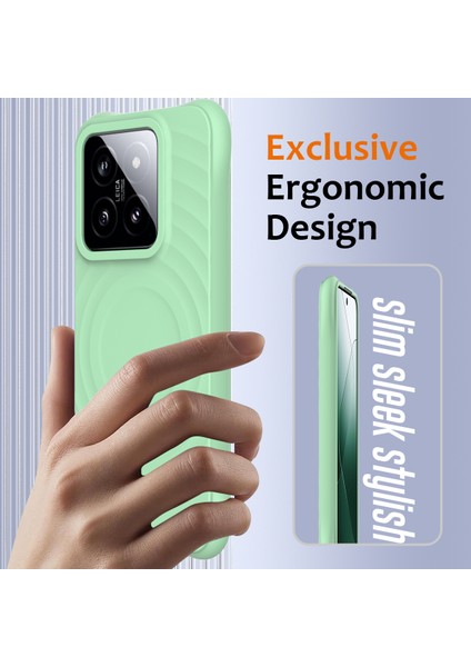 Xiaomi 14 Ripple Texture Sıvı Silikon Koruyucu Kapak Magsafe ile Uyumlu (Yurt Dışından) modelleri