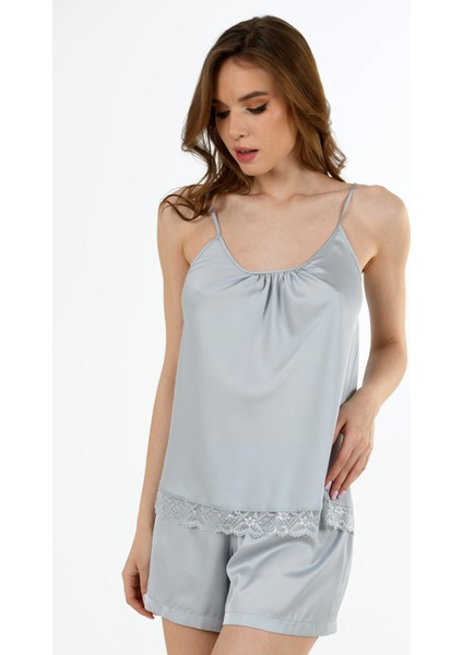 Kadın Satenıp Askılı Şortlu Pijama Takım , 161193