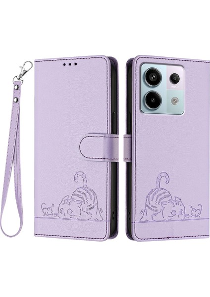 Xiaomi Redmi Note 13 Pro 5g / Poco X6 5g El Kayışı ile Deri Telefon (Yurt Dışından)
