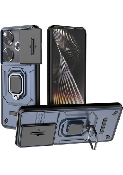 Xiaomi Poco F6 5g Kickstand Pc+Tpu Telefon Kapağı Sürgülü Lens Koruması (Yurt Dışından)