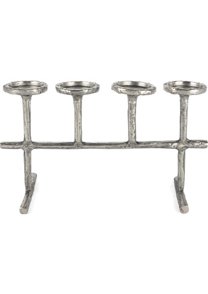 Antik Gümüş 4lü Mumluk 39x15x23cm