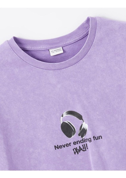 Oversize Bisiklet Yaka Erkek Çocuk Tişört