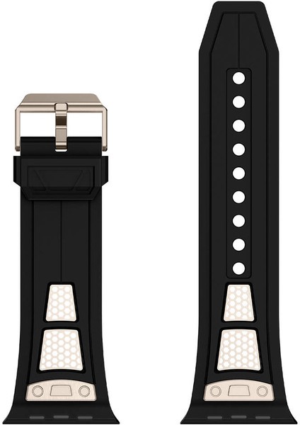 Watch 42MM KRD-117 Hava Alabilen Delikli Metal Süslemeli Desenli Silikon Kordon fiyatları