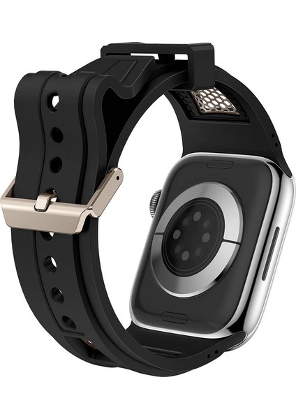 Watch 42MM KRD-117 Hava Alabilen Delikli Metal Süslemeli Desenli Silikon Kordon fırsatları