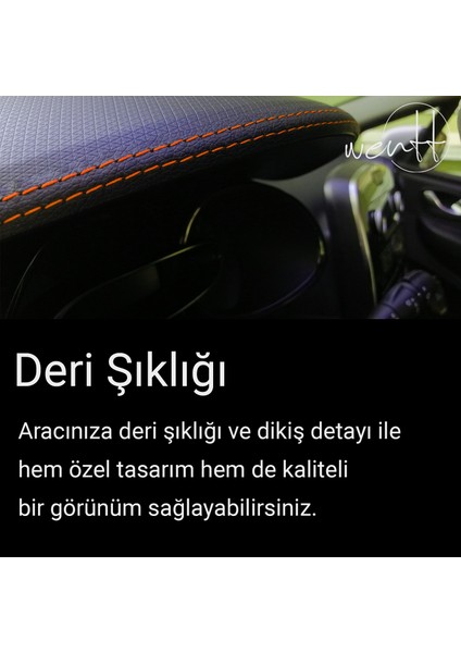 Araba Oto Içi Turuncu Fosforlu Dikiş Kapı Torpido Üstü Çizgi Deri Trim Şerit 2.5 mt