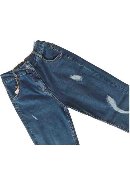 Kız Çocuk Belden Lastikli Yırtıklı Jeans Pantolon fiyatları