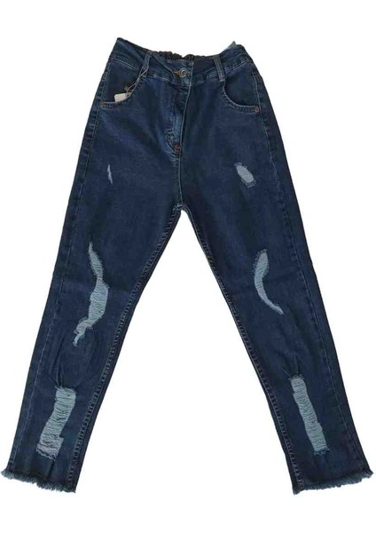 Kız Çocuk Belden Lastikli Yırtıklı Jeans Pantolon fırsatları
