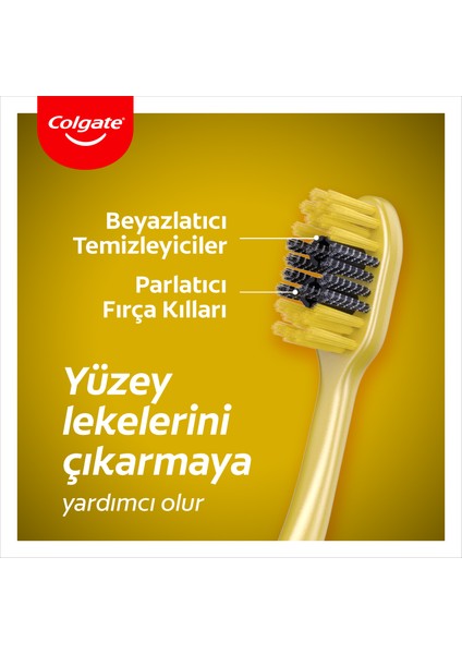 360 Charcoal Gold Yumuşak Diş Fırçası x 2 Adet + Diş Fırçası Kabı