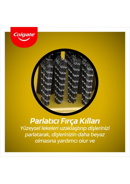 360 Charcoal Gold Yumuşak Diş Fırçası x 2 Adet + Diş Fırçası Kabı