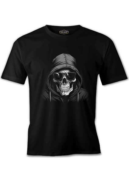 Asi Ruh - Cool Kurukafa Baskılı Siyah Erkek Tshirt