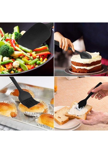 6lı Takım Yanmaz Yapışmaz Mutfak Pasta Slikon Yumurta Fırçası Kaşık Bıçak Spatula Seti