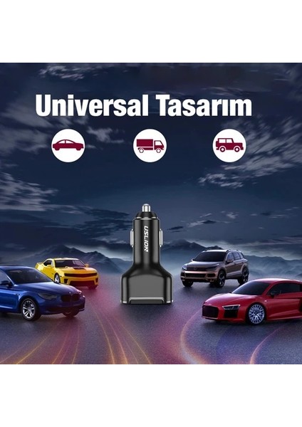 USLİON 30W 2 USB + Type-C Girişli QC3.0 Hızlı Araç Çakmaklık Şarjı
